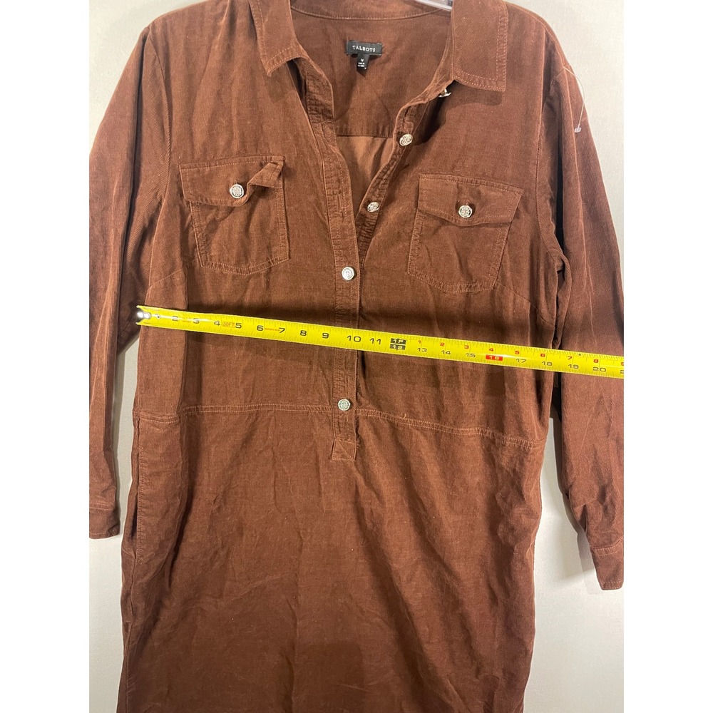 Talbots Womens Brown Corduroy Long Sleeve Button Front Shirt Dress Size 16 - Picture 5 of 8